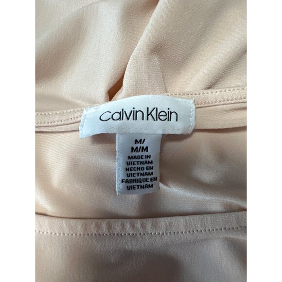 Calvin Klein Womens Short Sleeve Blouse With Layered Hem & Metal Logo Size M - Picture 6 of 10